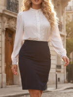 Bluza Dama Reike Alba cu Perle - imagine 3