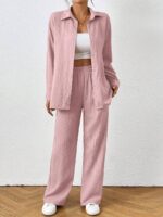 Compleu Egonia Roz format din Camasa si Pantalon