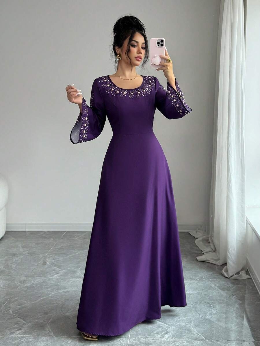 9439 Rochie Lunga Agneea Mov - imagine 1