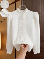 Bluza Dama Reike Alba cu Perle