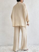 Compleu Adrina Bej format din Camasa si Pantalon - imagine 2
