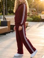Trening format din bluza cu fermoar si pantalon Atlanta Grena - imagine 4