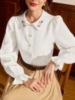 Camasa Dama Falka Alba cu Broderie - imagine 4