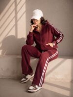 Trening format din bluza cu fermoar si pantalon Atlanta Grena - imagine 3