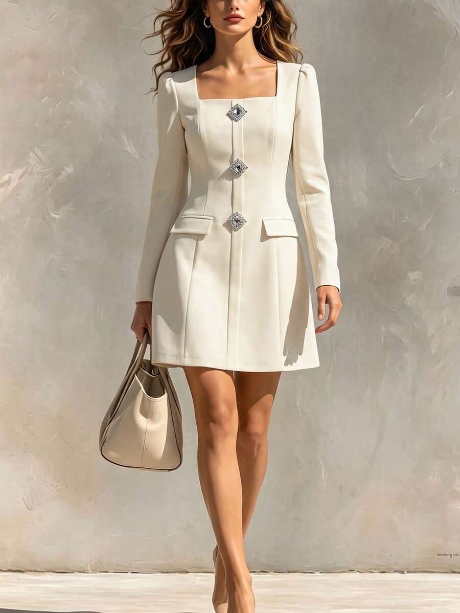 9568 Rochie Scurta Sydney Alba - imagine 1