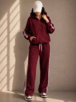 Trening format din bluza cu fermoar si pantalon Atlanta Grena