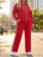 Trening Dama din Bumbac Verona Rosu - Marimi Mari - imagine 4