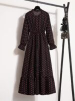 Rochie Lunga Elsevi Neagra cu Buline Rosii - imagine 4
