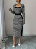Rochie Midi Ermeline cu Imprimeu Alb Negru - imagine 5