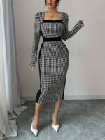 Rochie Midi Ermeline cu Imprimeu Alb Negru - imagine 4