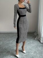 Rochie Midi Ermeline cu Imprimeu Alb Negru