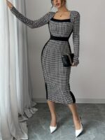 Rochie Midi Ermeline cu Imprimeu Alb Negru - imagine 3
