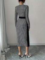 Rochie Midi Ermeline cu Imprimeu Alb Negru - imagine 2