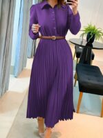 Rochie Midi Sandina Mov Plisata - imagine 4