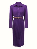 Rochie Midi Sandina Mov Plisata - imagine 5