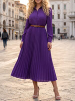 Rochie Midi Sandina Mov Plisata