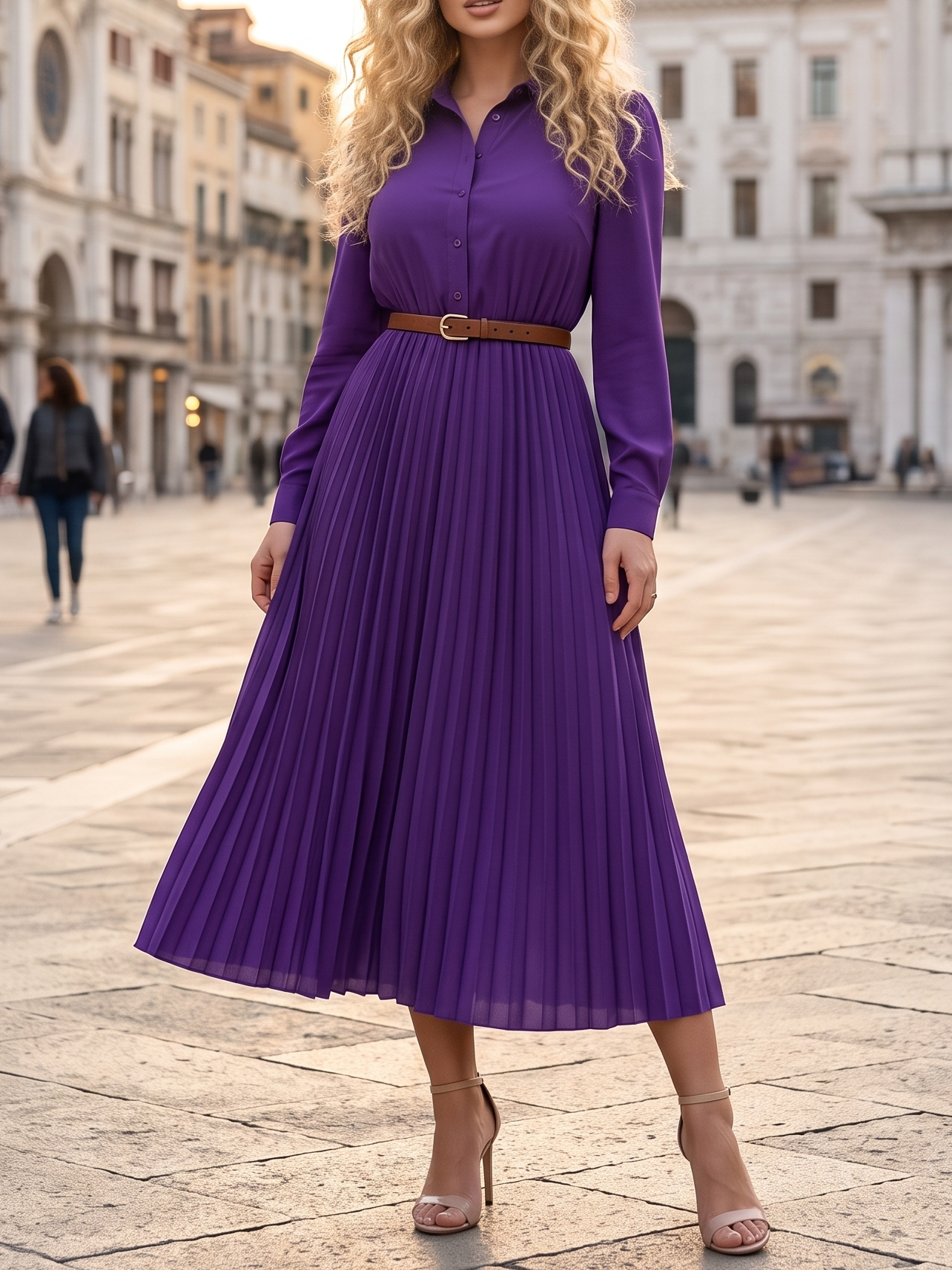 9760 Rochie Midi Sandina Mov Plisata - imagine 1