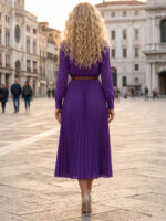 Rochie Midi Sandina Mov Plisata - imagine 3