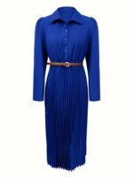 Rochie Midi Magny Albastra Plisata - imagine 4