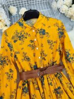 Rochie Lunga Fedora Galbena Inflorata - imagine 6