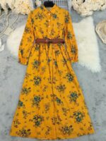 Rochie Lunga Fedora Galbena Inflorata - imagine 5