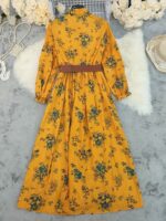 Rochie Lunga Fedora Galbena Inflorata - imagine 4