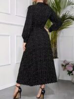 Rochie Lunga Sinika Neagra cu Buline Albe - imagine 4