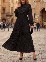 Rochie Lunga Sinika Neagra cu Buline Albe - imagine 3