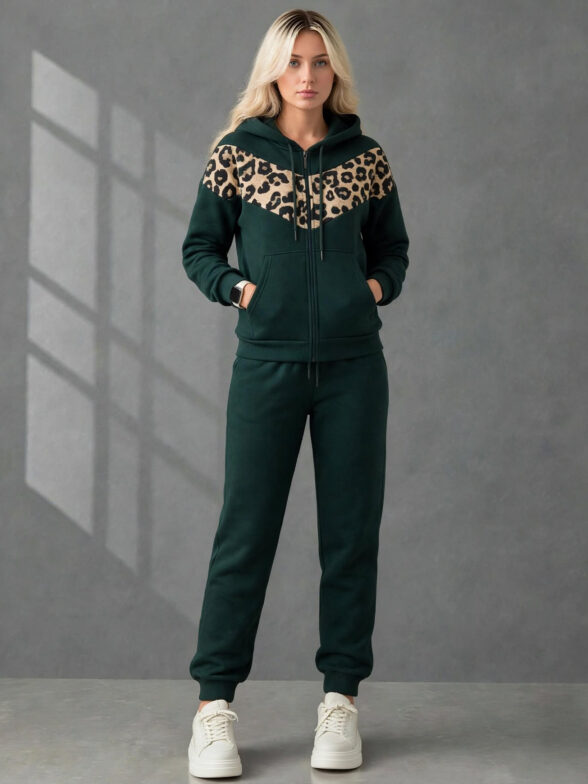 Trening Vătuit format din bluza cu fermoar si pantalon Copenhaga Verde