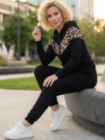 Trening Vătuit format din bluza cu fermoar si pantalon Copenhaga Negru - imagine 2