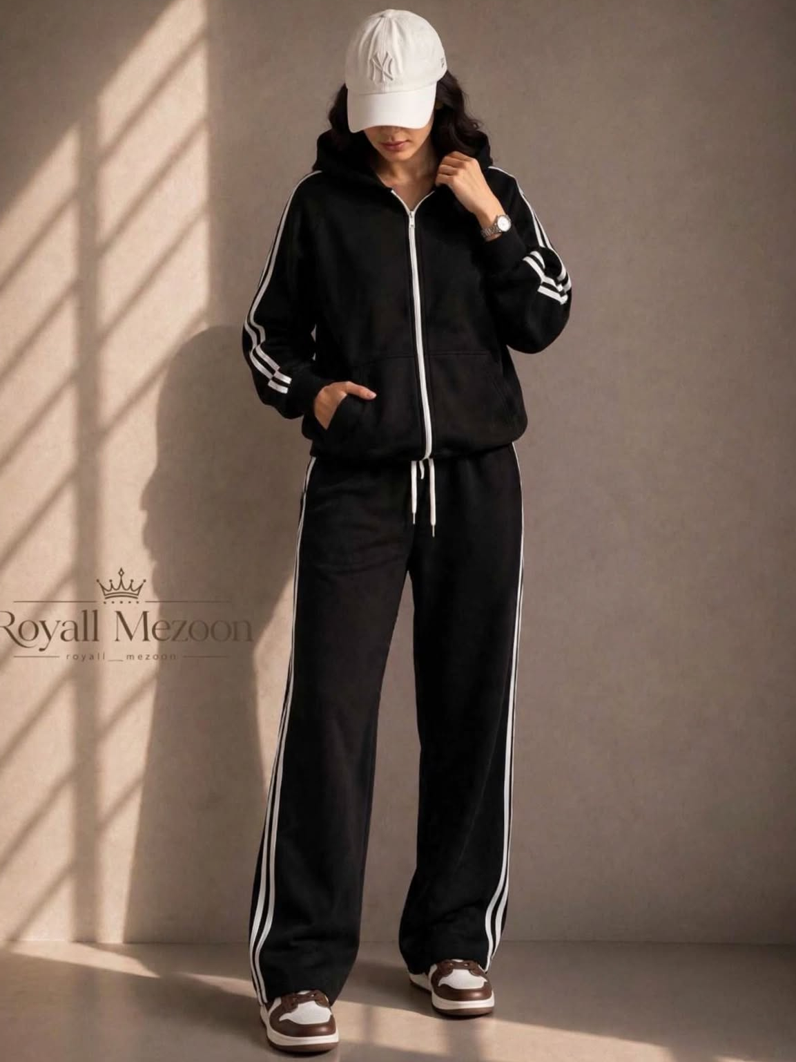 9913 Trening format din bluza cu fermoar si pantalon Atlanta Negru - imagine 1
