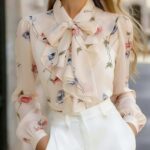 Camasa Dama Eileen Bej cu Print Floral - imagine 6