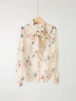 Camasa Dama Eileen Bej cu Print Floral - imagine 5