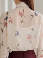 Camasa Dama Eileen Bej cu Print Floral - imagine 4