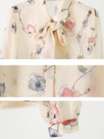 Camasa Dama Eileen Bej cu Print Floral - imagine 3