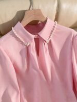 Bluza Dama Almira Roz cu Perle - imagine 5