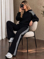 Trening Vătuit format din bluza cu fermoar si pantalon Verona Negru