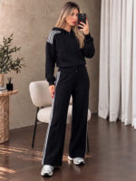 Trening Vătuit format din bluza cu fermoar si pantalon Verona Negru - imagine 2