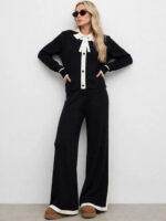Compleu Tricotat cu Pantalon Carmen Negru - imagine 3