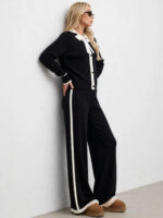 Compleu Tricotat cu Pantalon Carmen Negru - imagine 2