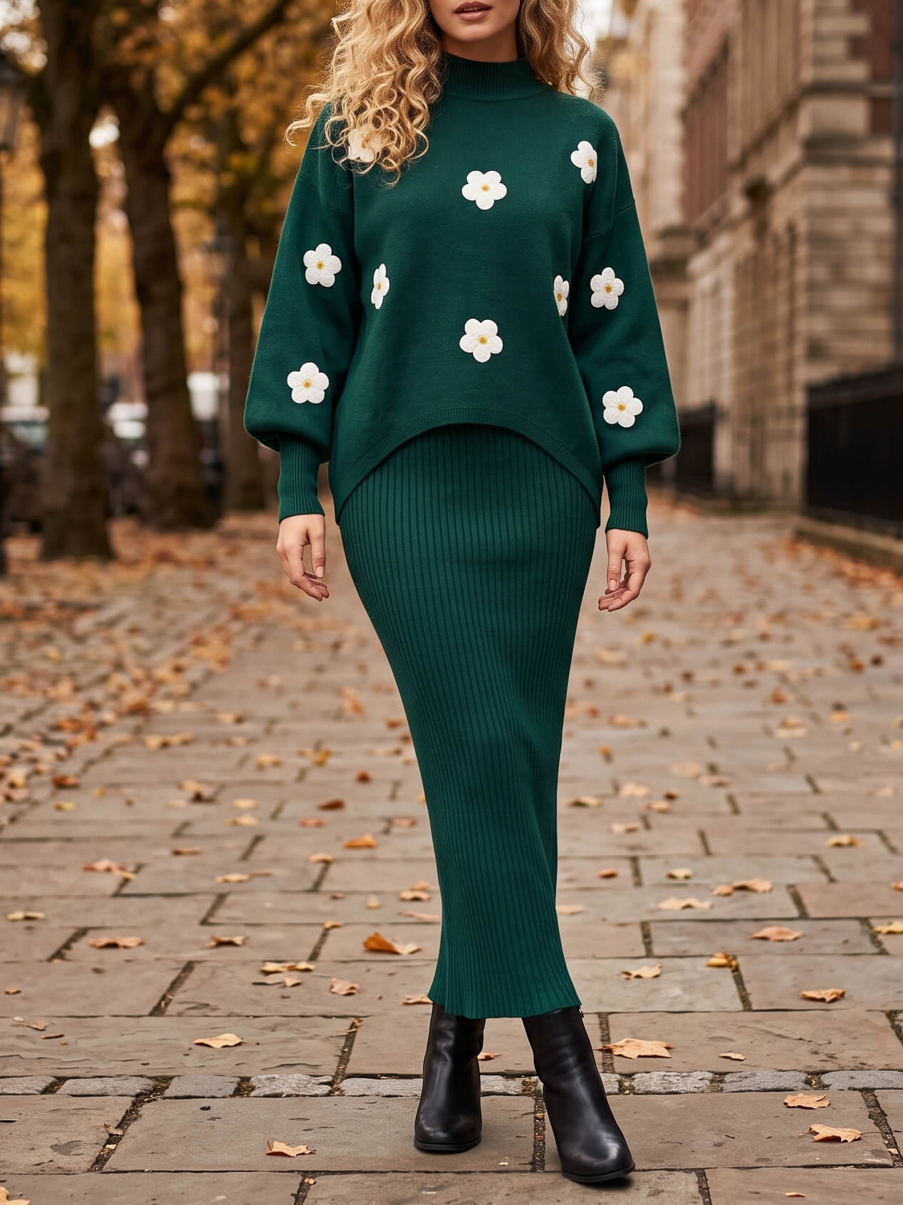 10769 (1) Compleu Tricotat format din Rochie fara Maneci si Bluza Andreea Turcoaz - imagine 1
