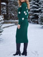 Compleu Tricotat format din Rochie fara Maneci si Bluza Andreea Turcoaz - imagine 3