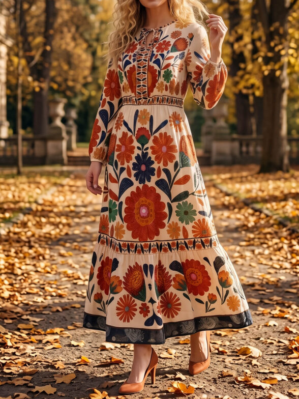 Rochie Midi Sorina Bej cu Print Floral