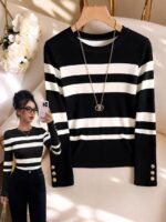 Bluza Dama Sophia Alba cu Dungi Negre - imagine 4