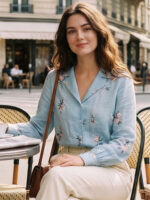 Camasa Dama Lindis Bleu cu Print Floral - imagine 2