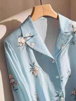 Camasa Dama Lindis Bleu cu Print Floral - imagine 5