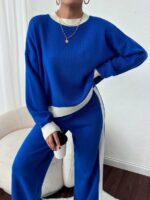 Compleu Tricotat cu Pantalon Havana Albastru - imagine 4