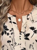 Bluza Dama Costela Bej cu Print Floral - imagine 5