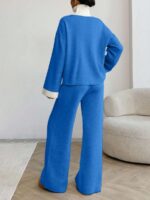 Compleu Tricotat cu Pantalon Castina Albastru - imagine 2