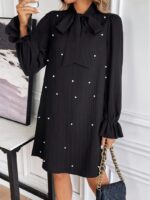 Rochie Scurta Fanny Neagra cu Perle - imagine 5
